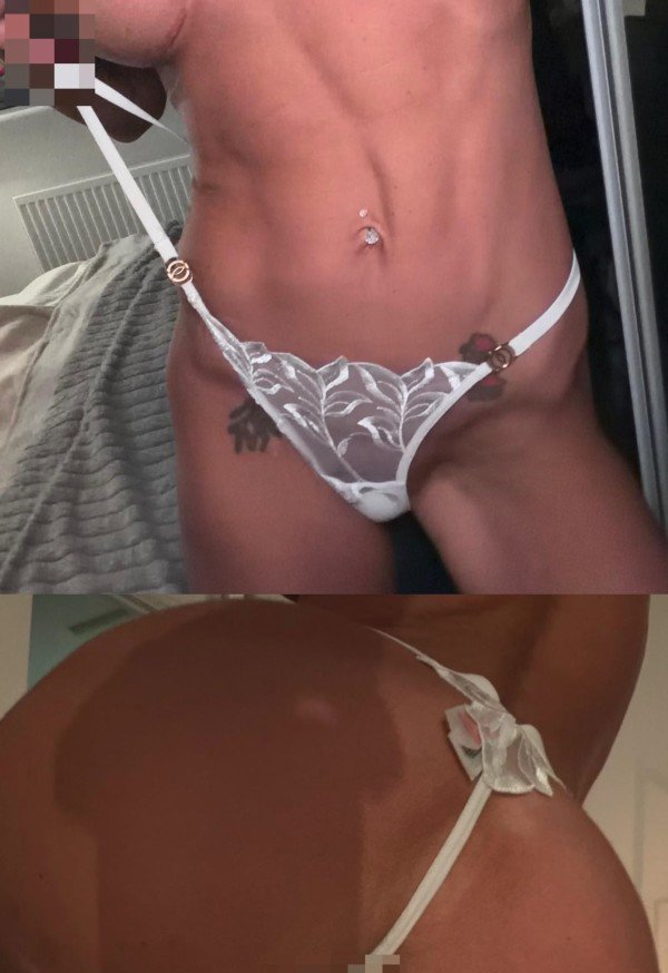 Tiny Little White Smelly, Sticky Gym Thong. Size Small
